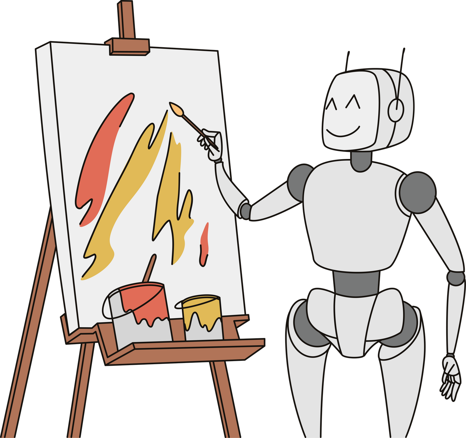 Robot drawing on flipchart